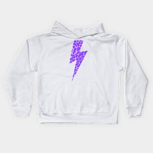 purple cow print lightning bolt Kids Hoodie